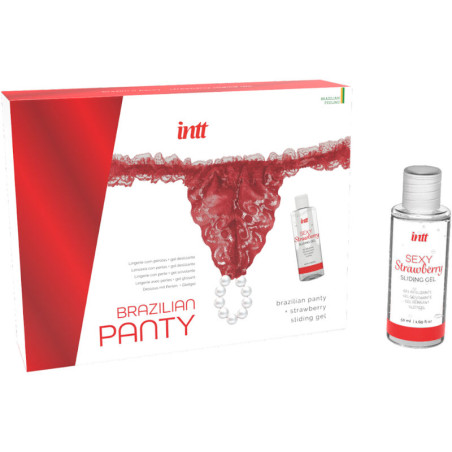 INTT RELEASES PANTY BRASILENO ROJA CON PERLAS Y GEL LUBRICANTE 50 ML