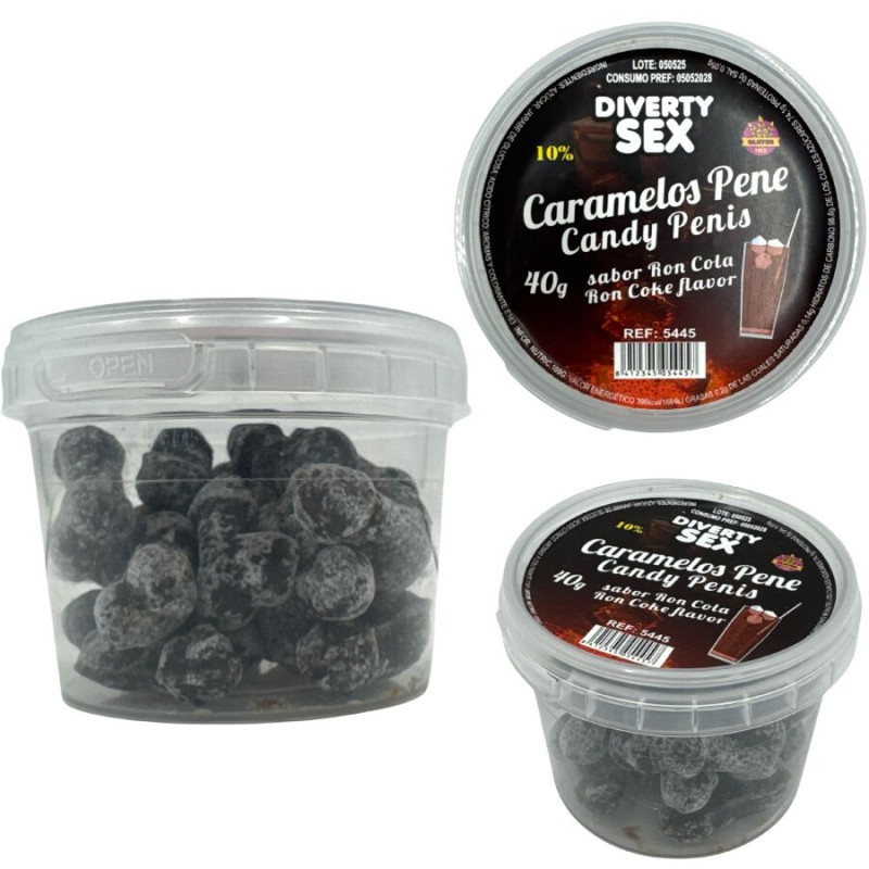 DIABLO PICANTE 20 CARAMELOS CON FORMA DE PENE CON SABOR RON COLA