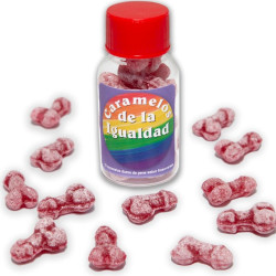 DIABLO PICANTE 12 CARAMELOS DE LA IGUALDAD FORMA PENE FRESA CEREZA