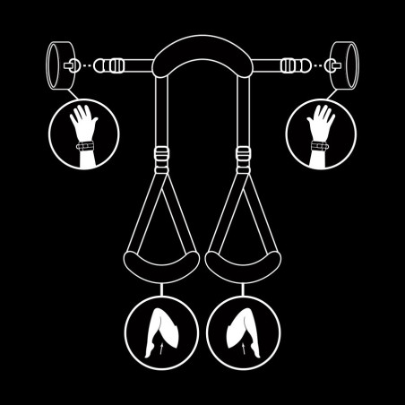 FETISH SUBMISSIVE POSICION PIERNAS ABIERTAS CON ESPOSAS CON FORRO DE NEOPRENO