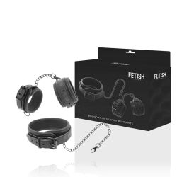 FETISH SUBMISSIVE COLLAR Y ESPOSAS CUERO VEGANO CON FORRO DE NEOPRENO 2