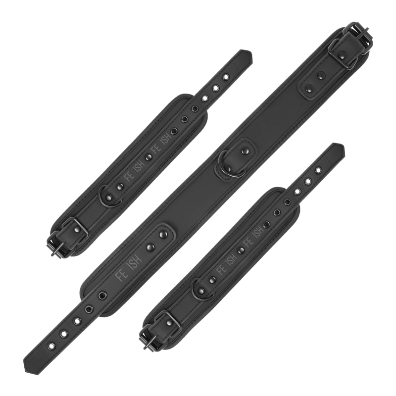 FETISH SUBMISSIVE COLLAR Y ESPOSAS CUERO VEGANO CON FORRO DE NEOPRENO
