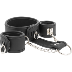 FETISH SUBMISSIVE COLLAR Y ESPOSAS CUERO VEGANO CON FORRO DE NEOPRENO