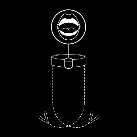 FETISH SUBMISSIVE ANILLA MORDAZA CON PINZAS PARA PEZONES
