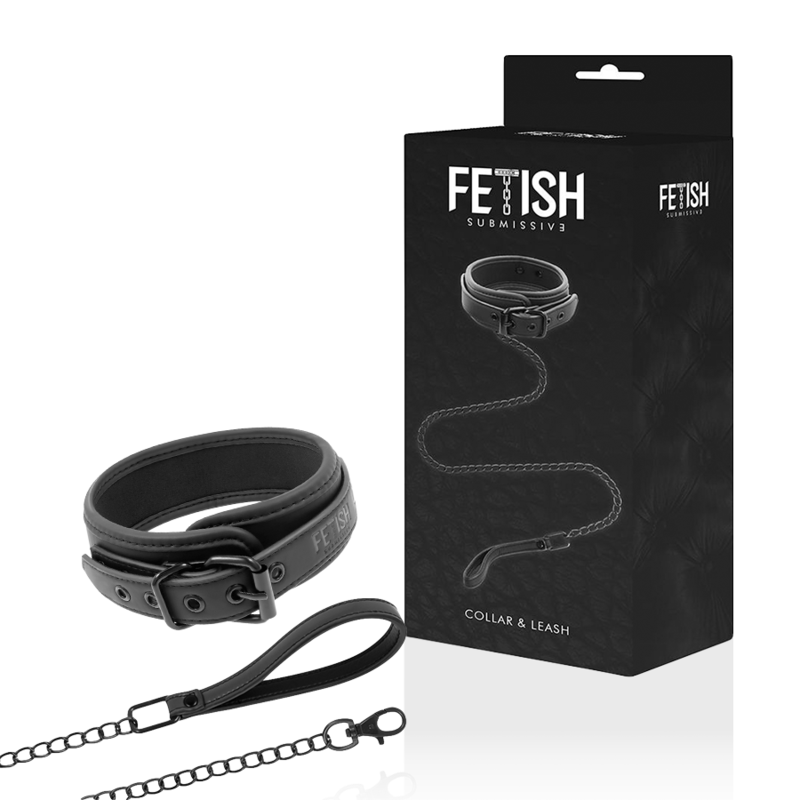 FETISH SUBMISSIVE COLLAR CON CADENA CON FORRO DE NEOPRENO