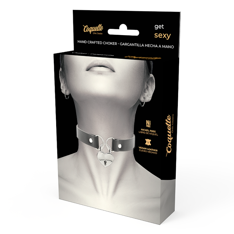 COQUETTE CHIC DESIRE COLLAR CUERO VEGANO ACCESORIO CORAZON CON LLAVE