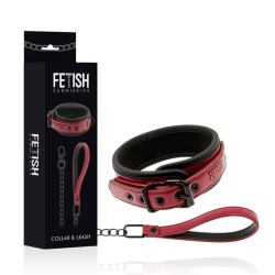 FETISH SUBMISSIVE DARK ROOM COLLAR CON CADENA CON FORRO DE NEOPRENO 2