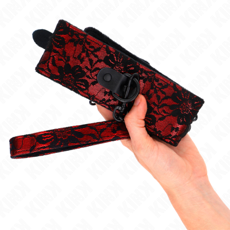 KINK COLLAR CON CORREA 105 CM DE ENCAJE CON CINTURON DE CUERO REAL 44 X 55 CM