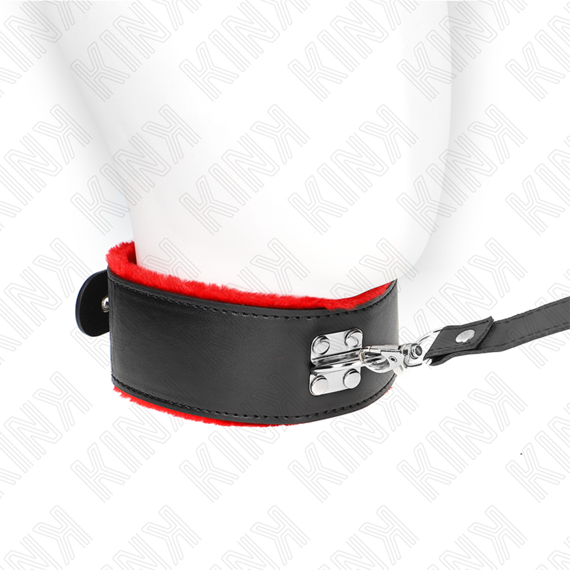 KINK COLLAR CON CORREA 116 CM DE PIEL ROJO AJUSTABLE 40 48 CM X 6 CM