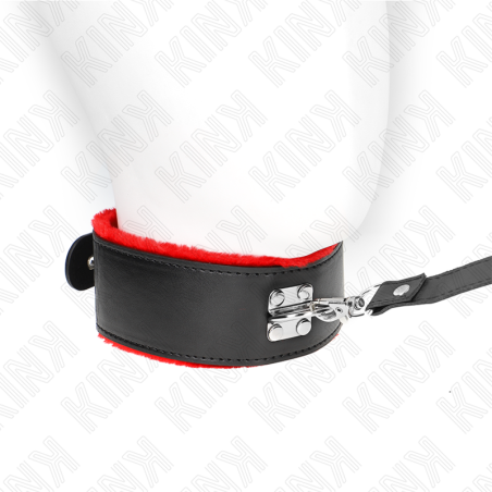 KINK COLLAR CON CORREA 116 CM DE PIEL ROJO AJUSTABLE 40 48 CM X 6 CM