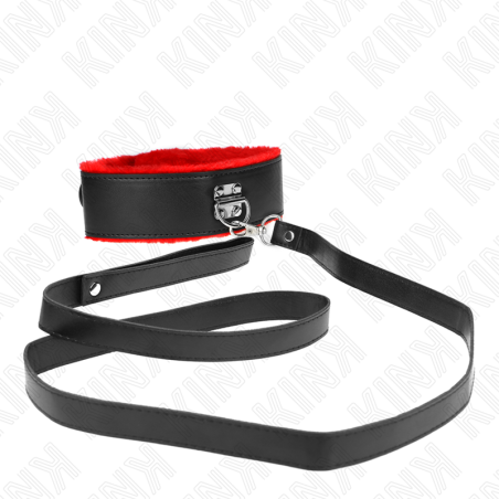 KINK COLLAR CON CORREA 116 CM DE PIEL ROJO AJUSTABLE 40 48 CM X 6 CM