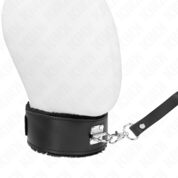 KINK COLLAR CON CORREA 116 CM DE PIEL NEGRO AJUSTABLE 40 48 CM X 6 CM 2