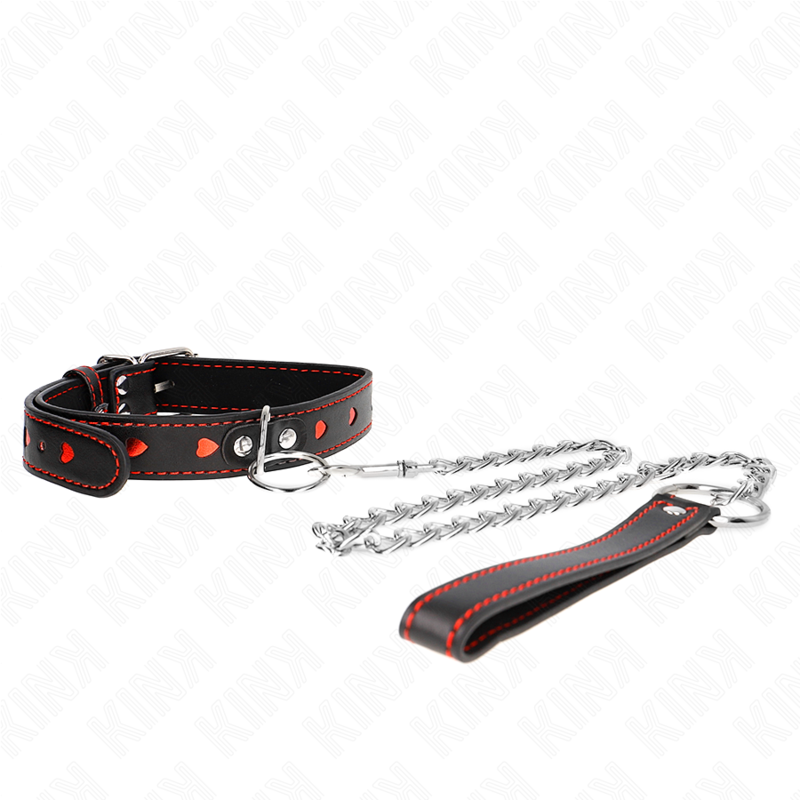 KINK COLLAR CON CORREA 65 CM DETALLES CORAZON 525 X 25 CM