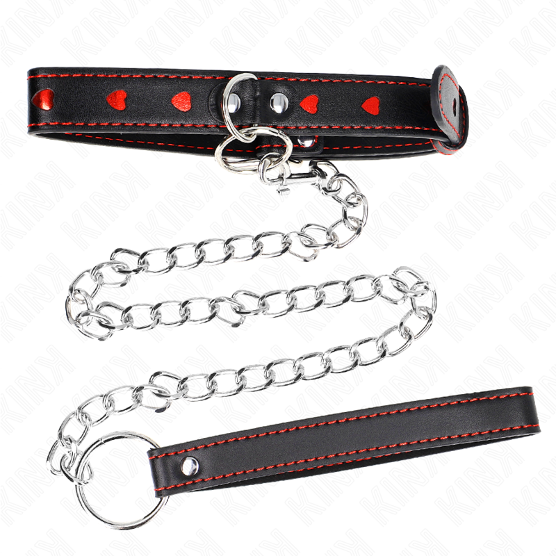 KINK COLLAR CON CORREA 65 CM DETALLES CORAZON 525 X 25 CM