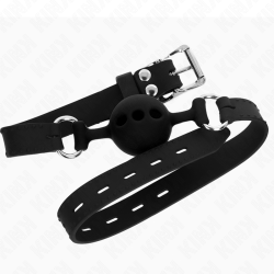 KINK MORDAZA 55 x 2 CM DE BOLA 4 CM DE SILICONA COMPLETA TALLA S NEGRO AJUSTABLE 35 51 CM 2