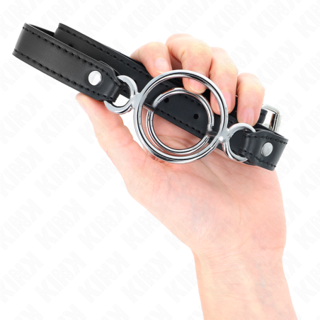 KINK MORDAZA CON MULTIPLES JUNTAS TORICAS 5 CM NEGRO 63 X 25 CM