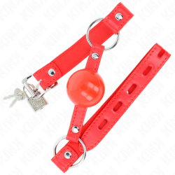 KINK MORDAZA DE BOLA 4 CM TPE CON CANDADO ROJO 60 x 2 CM 2