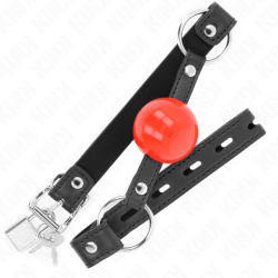 KINK MORDAZA DE BOLA 4 CM CON CANDADO BOLA ROJA CORREA NEGRA 60 x 2 CM 2