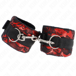 KINK MUNEQUERAS CORTAS DE ENCAJE TERCIOPELO Y UNION DE NYLON ROJO NEGRO 23 X 65 CM 2