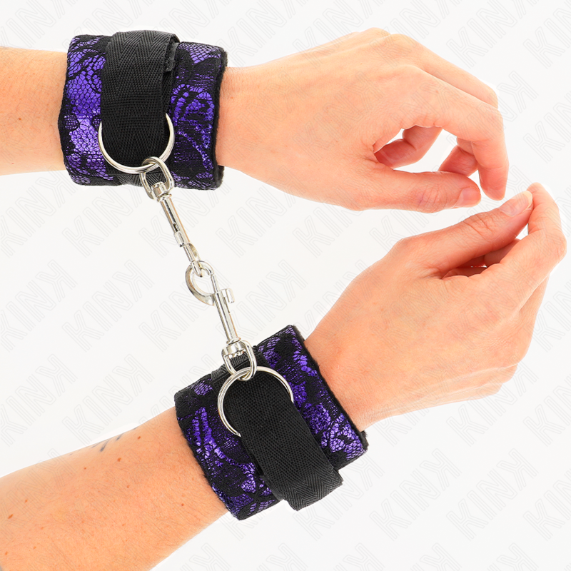 KINK MUNEQUERAS CORTAS DE ENCAJE TERCIOPELO Y UNION DE NYLON VIOLETA NEGRO 23 X 65 CM