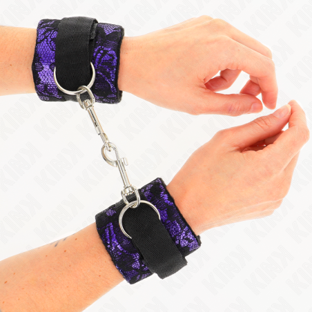 KINK MUNEQUERAS CORTAS DE ENCAJE TERCIOPELO Y UNION DE NYLON VIOLETA NEGRO 23 X 65 CM