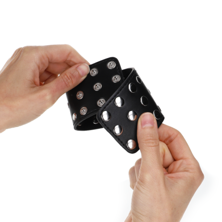 KINK MUNEQUERAS CON CIERRE A PRESION LLENO DE TACHUELAS AJUSTABLE NEGRO 19 24 CM X 55 CM