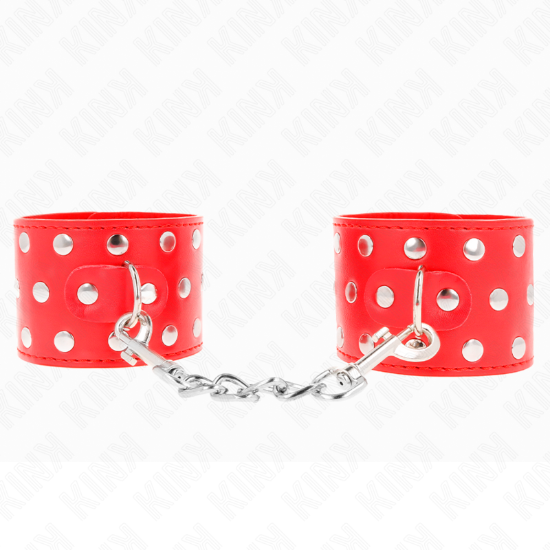 KINK MUNEQUERAS CON CIERRE A PRESION LLENO DE TACHUELAS AJUSTABLE ROJO 19 24 CM X 55 CM