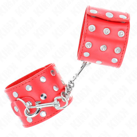 KINK MUNEQUERAS CON CIERRE A PRESION LLENO DE TACHUELAS AJUSTABLE ROJO 19 24 CM X 55 CM