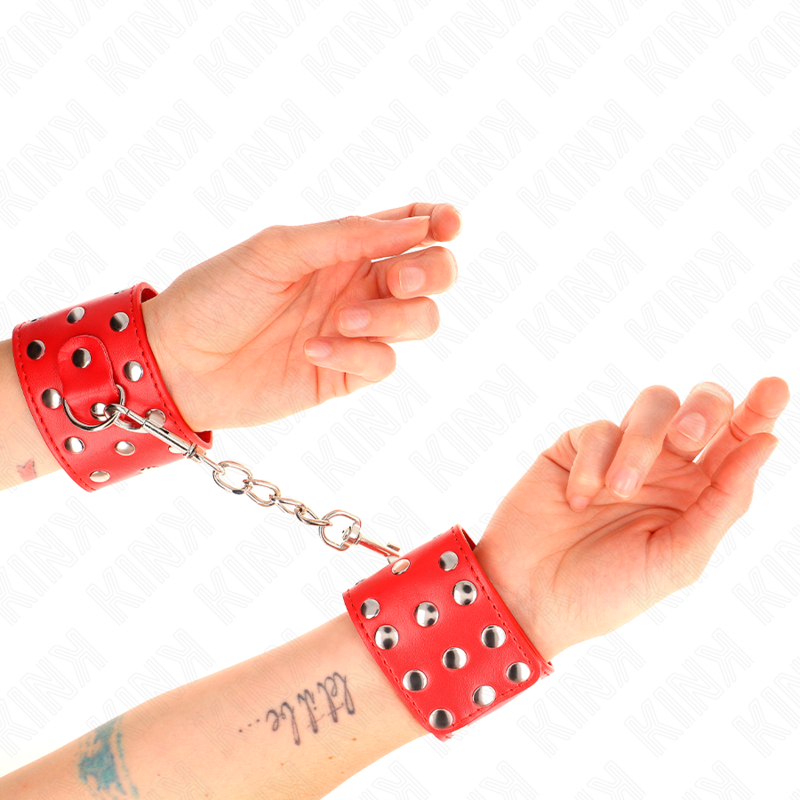 KINK MUNEQUERAS CON CIERRE A PRESION LLENO DE TACHUELAS AJUSTABLE ROJO 19 24 CM X 55 CM