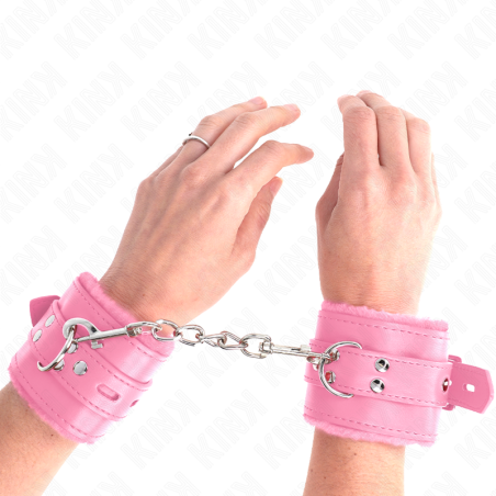KINK MUNEQUERAS FORRADAS CON AGUJEROS CUADRADOS ROSA Y CORREA ROSA AJUSTABLE 17 29 CM X 6 CM