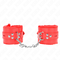 KINK MUNEQUERAS FORRADAS CON AGUJEROS CUADRADOS ROJO Y CORREA ROJO AJUSTABLE 17 29 CM X 6 CM