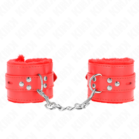 KINK MUNEQUERAS FORRADAS CON AGUJEROS CUADRADOS ROJO Y CORREA ROJO AJUSTABLE 17 29 CM X 6 CM
