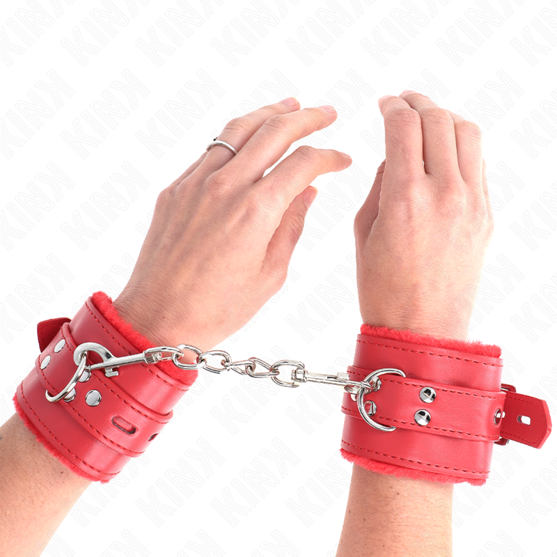 KINK MUNEQUERAS FORRADAS CON AGUJEROS CUADRADOS ROJO Y CORREA ROJO AJUSTABLE 17 29 CM X 6 CM