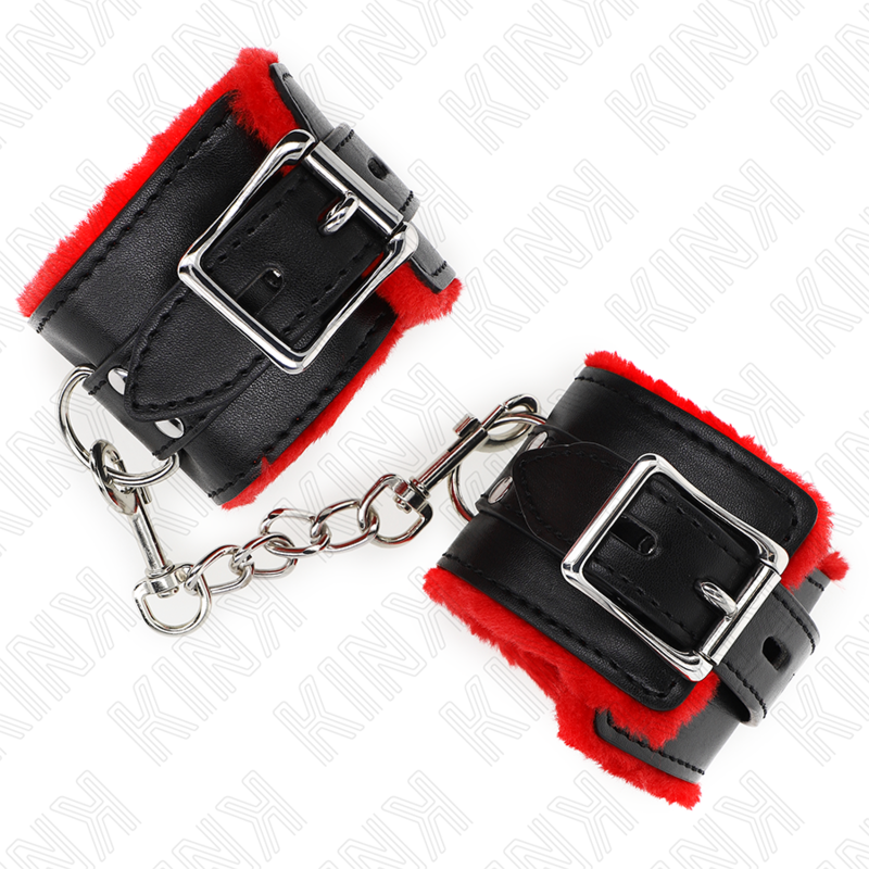 KINK MUNEQUERAS FORRADAS CON AGUJEROS CUADRADOS ROJO Y CORREA NEGRO AJUSTABLE 17 29 CM X 6 CM