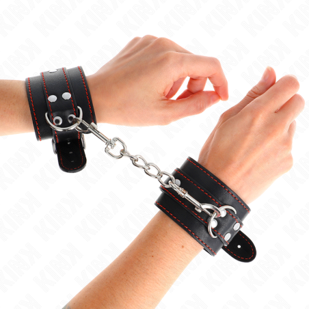 KINK MUNEQUERAS NEGRO CON DETALLES EN ROJO AJUSTABLE 20 28 CM X 55 CM
