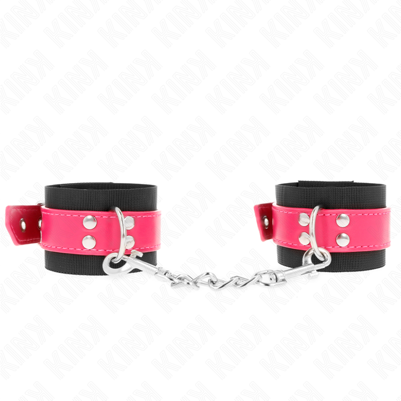 KINK MUNEQUERAS DE NYLON NEGRO CON CORREA POLIPIEL FUSCIA AJUSTABLE 19 29 CM X 51 CM