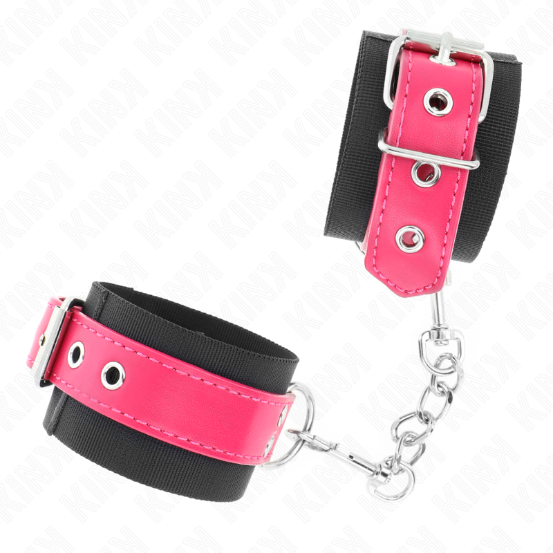 KINK MUNEQUERAS DE NYLON NEGRO CON CORREA POLIPIEL FUSCIA AJUSTABLE 19 29 CM X 51 CM