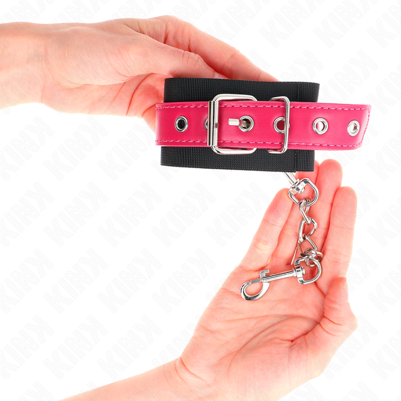 KINK MUNEQUERAS DE NYLON NEGRO CON CORREA POLIPIEL FUSCIA AJUSTABLE 19 29 CM X 51 CM