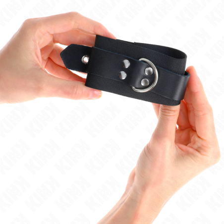 KINK MUNEQUERAS DE NYLON NEGRO CON CORREA CUERO NEGRO AJUSTABLE 19 29 CM X 51 CM