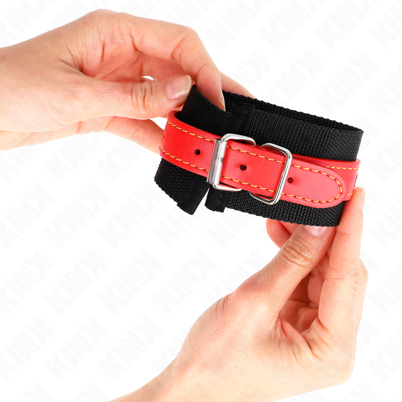 KINK MUNEQUERAS DE NYLON NEGRO CON CORREA POLIPIEL ROJO AJUSTABLE 19 24 CM X 55 CM