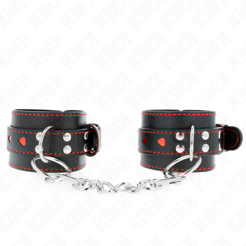 KINK MUNEQUERAS NEGRO CON INCRUSTACION DE CORAZON ROJO AJUSTABLE 21 28 CM X 55 CM