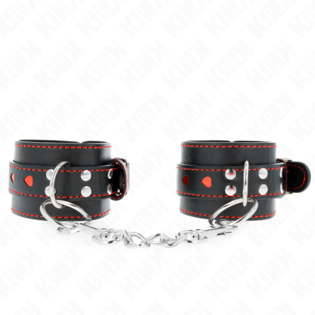 KINK MUNEQUERAS NEGRO CON INCRUSTACION DE CORAZON ROJO AJUSTABLE 21 28 CM X 55 CM