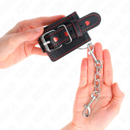 KINK MUNEQUERAS NEGRO CON INCRUSTACION DE CORAZON ROJO AJUSTABLE 21 28 CM X 55 CM