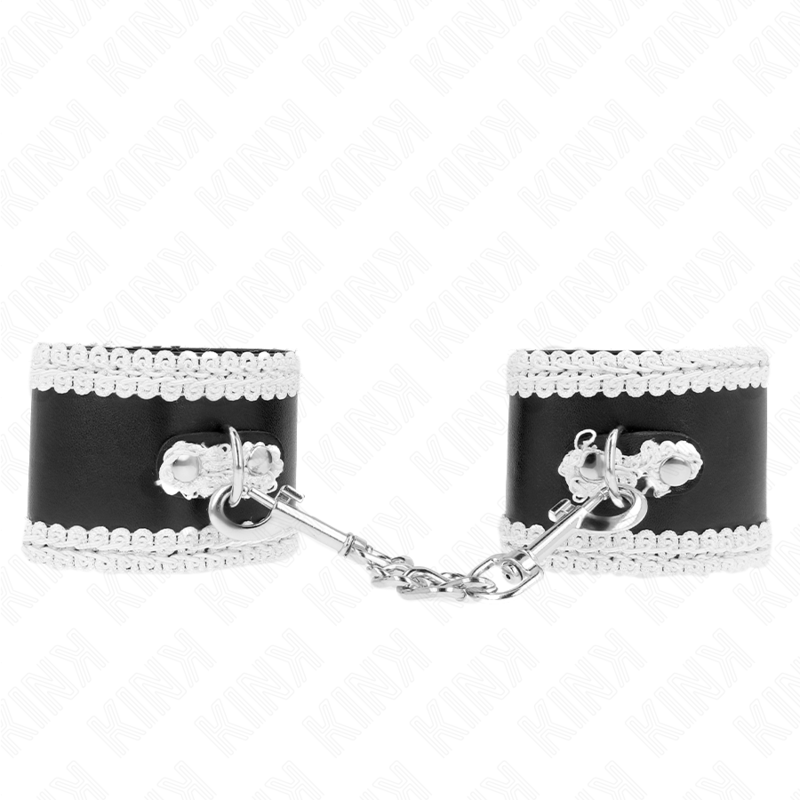 KINK MUNEQUERAS NEGRO CON ENCAJE DECORATIVO BLANCO AJUSTABLE 20 23 CM X 55 CM