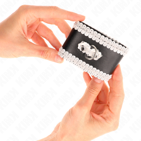 KINK MUNEQUERAS NEGRO CON ENCAJE DECORATIVO BLANCO AJUSTABLE 20 23 CM X 55 CM