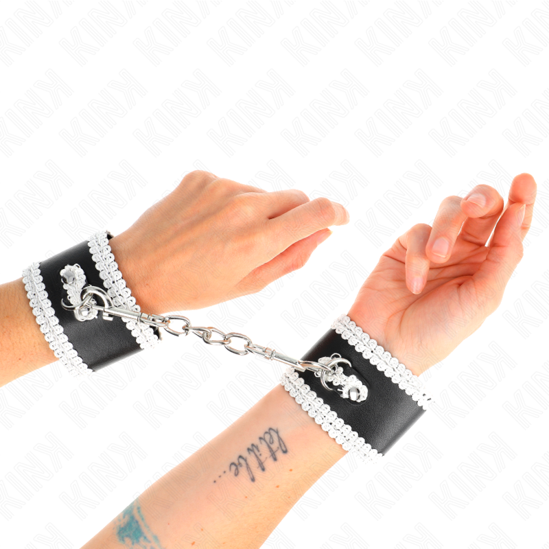 KINK MUNEQUERAS NEGRO CON ENCAJE DECORATIVO BLANCO AJUSTABLE 20 23 CM X 55 CM