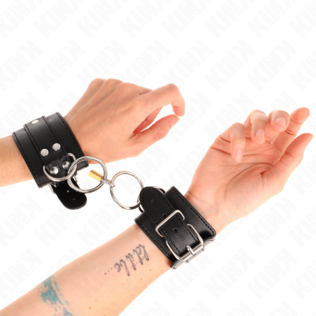 KINK MUNEQUERAS CON BLOQUEO DE CANDADO EN ANILLAS NEGRO AJUSTABLE 20 28 CM X 55 CM