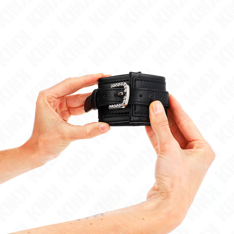 KINK MUNEQUERAS NEGRO CON HEBILLA DE DIAMANTES DE IMITACION AJUSTABLE 25 32 CM X 55 CM