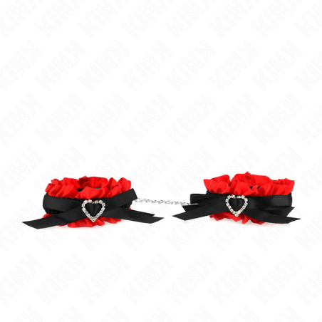 KINK MUNEQUERAS ELASTICAS DE ENCAJE CON DETALLE CORAZON ROJO AJUSTABLE 22 35 CM