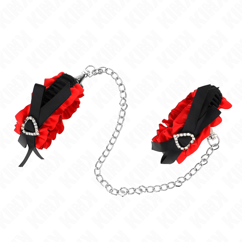 KINK MUNEQUERAS ELASTICAS DE ENCAJE CON DETALLE CORAZON ROJO AJUSTABLE 22 35 CM
